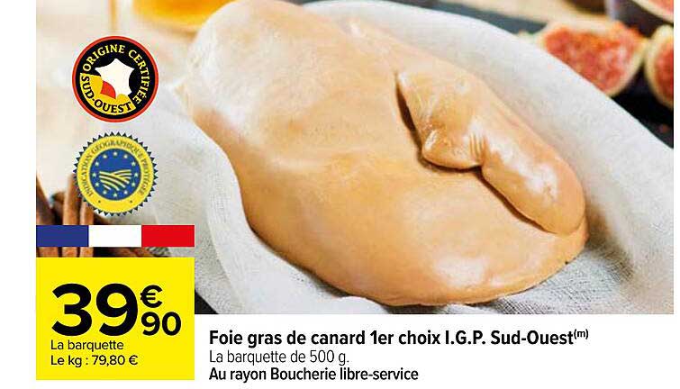 foie gras de canard 1er choix i.g.p. sud-ouest