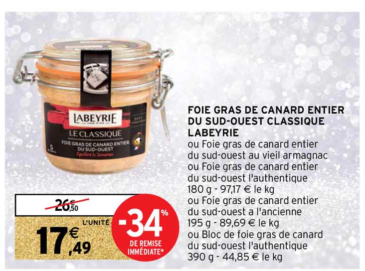 foie gras de canard entier du sud-ouest classique labeyrie