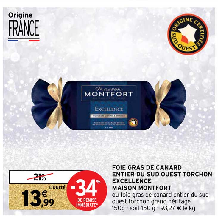 foie gras de canard entier du sud ouest torchon excellence maison montfort