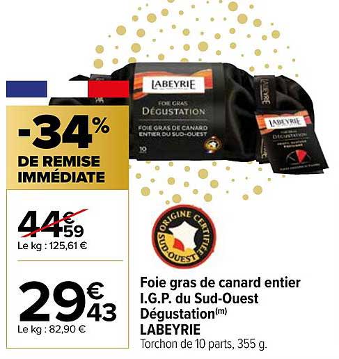 foie gras de canard entier i.g.p. du sud-ouest dégustation labeyrie