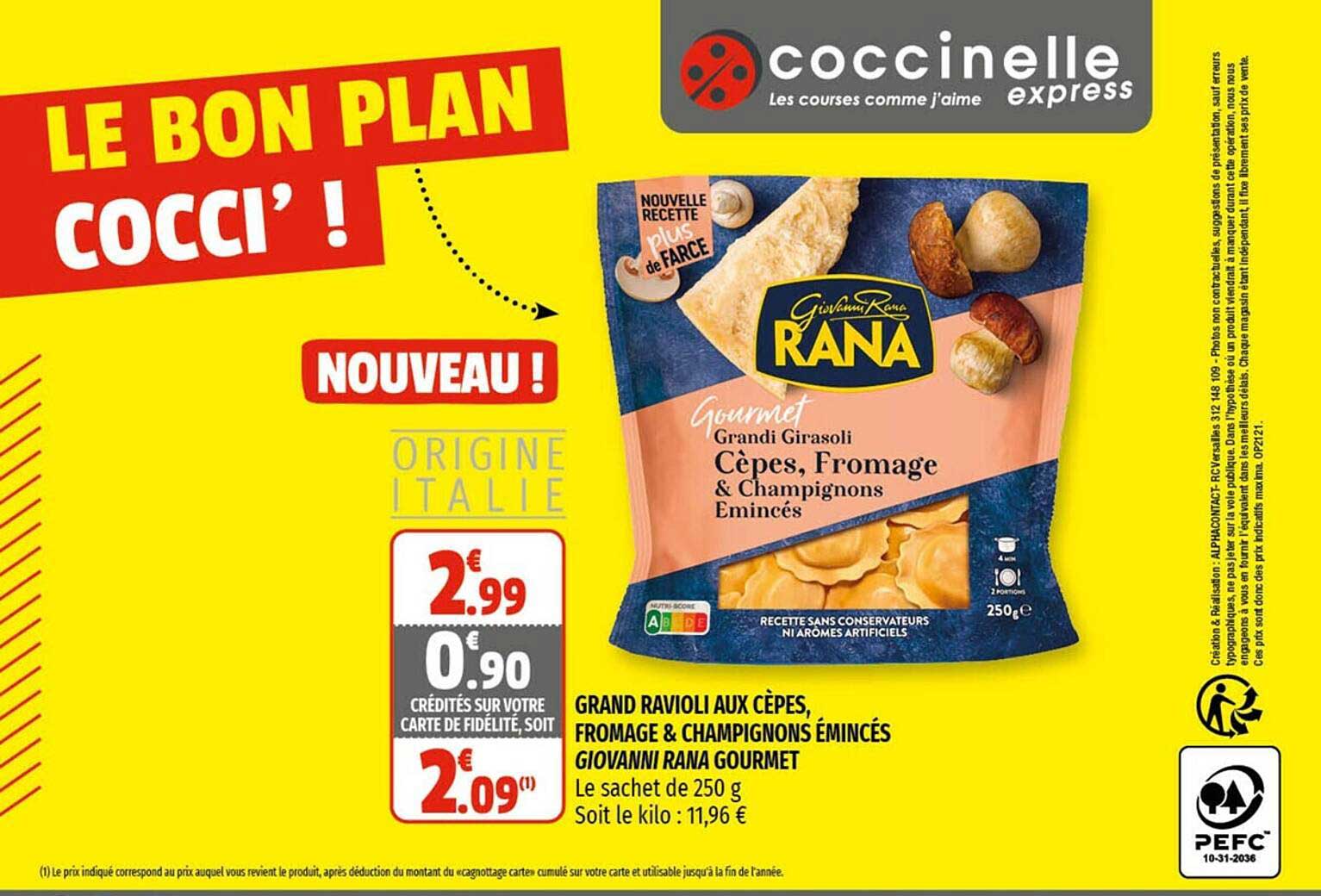 grand ravioli aux cèpes, fromage & champignons émincés giovanni rana gourmet