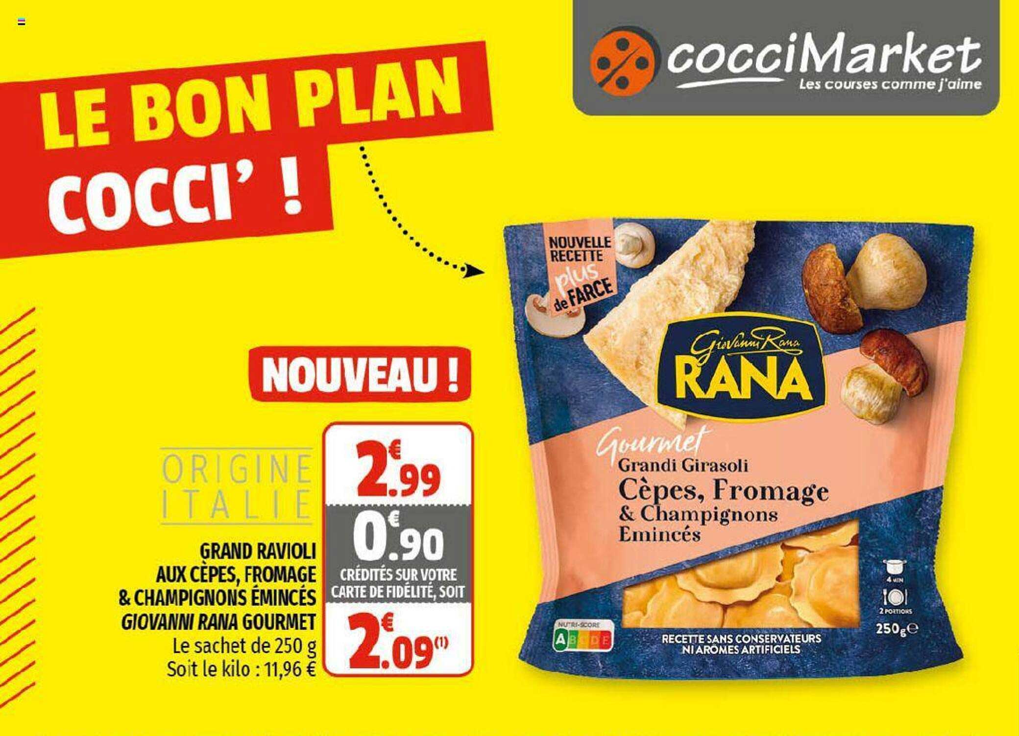 grand ravioli aux cèpes, fromage & champignons émincés giovanni rana gourmet