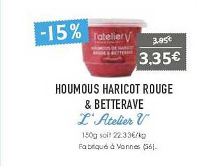 houmous haricot rouge & betterave l'atelier v