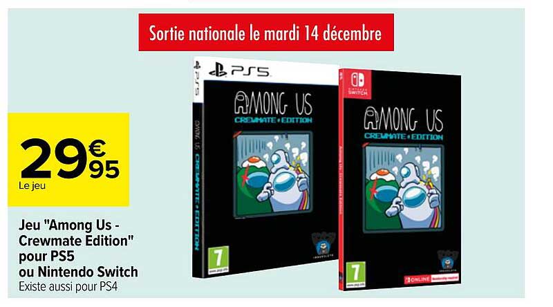 jeu "among un - crewmate édition" pour ps5 ou nintendo switch