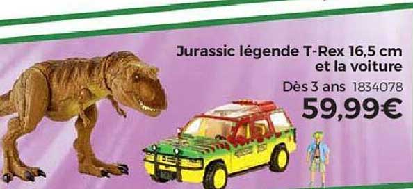 jurassic légende t-rex 16,5 cm et la voiture