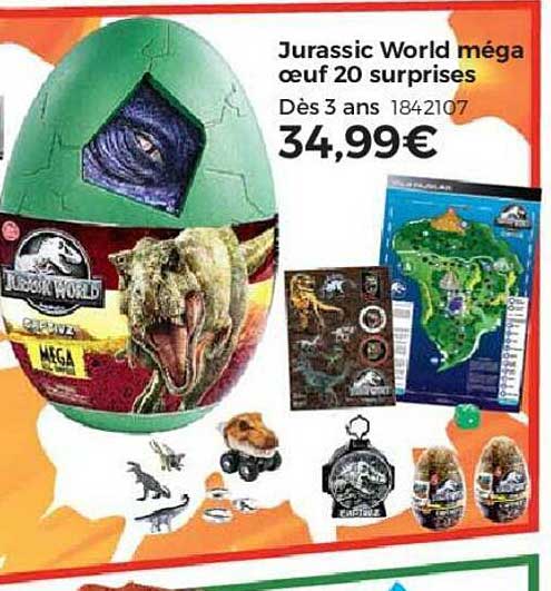 jurrassic world méga oeuf 20 surprises