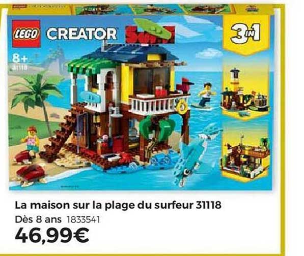 la maison sur la plage du surfeur lego creator 31118
