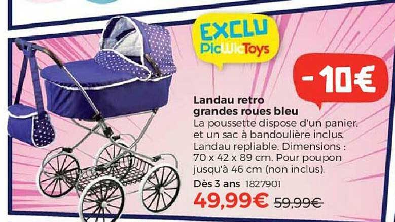 landau retro grandes roues bleu