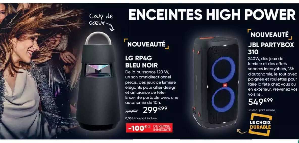 lg rp4g bleu noir, jbl partybox 310
