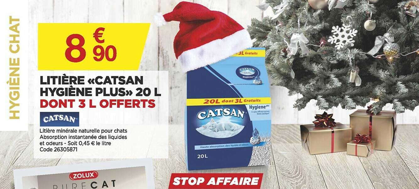 Litière «catsan Hygiène Plus» 20 L Dont 3 L Offerts Catsan