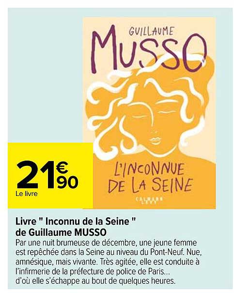 livre "inconnu de la seine" de guillaume musso