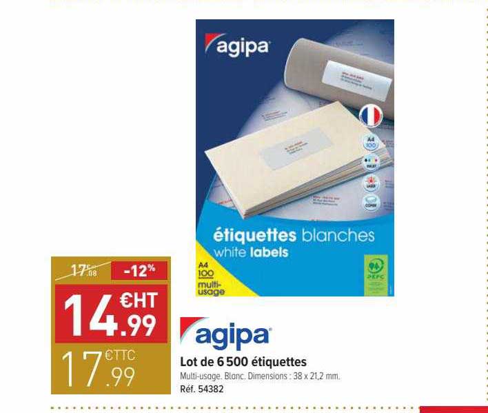 Lot De 6 500 étiquettes Agipa
