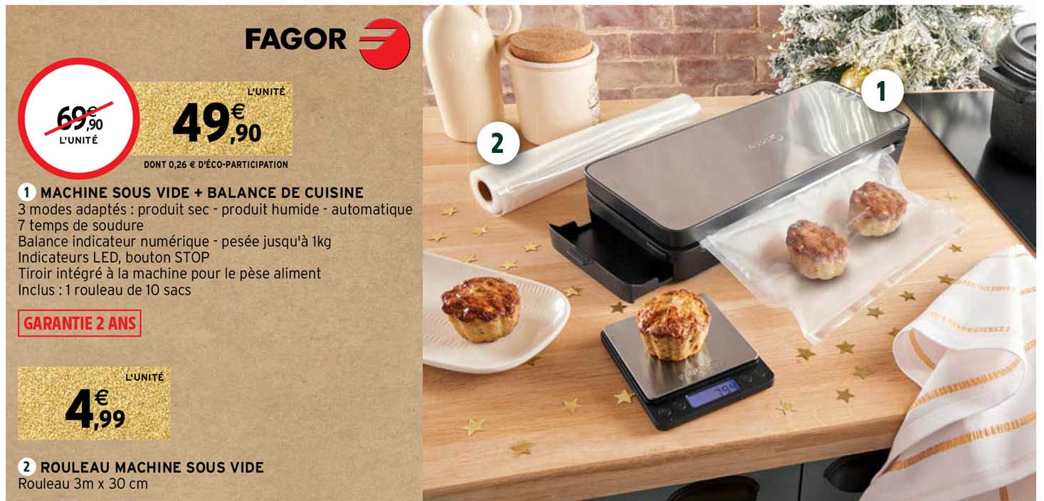 machine sous vide + balance de cuisine fagor