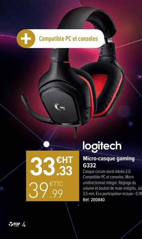 micro-casque gaming g332 logitech