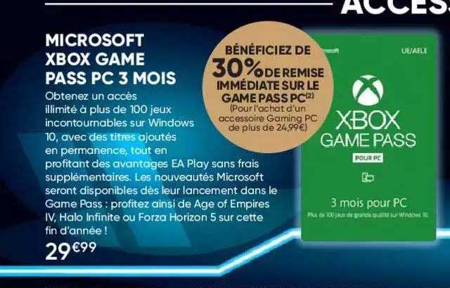 microsoft xbox game pass pc 3 mois