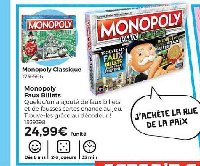 monopoly classique, monopoly faux billets