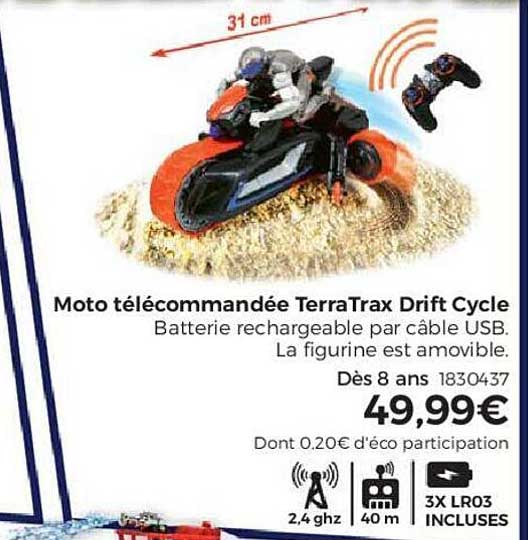 moto télécommandée terraTrax drift cycle