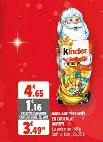 moulage père noël en chocolat kinder
