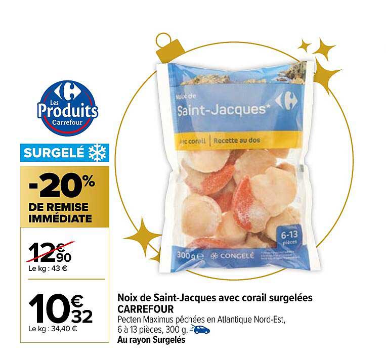 Noix De Saint-jacques Avec Corail Surgelées Carrefour