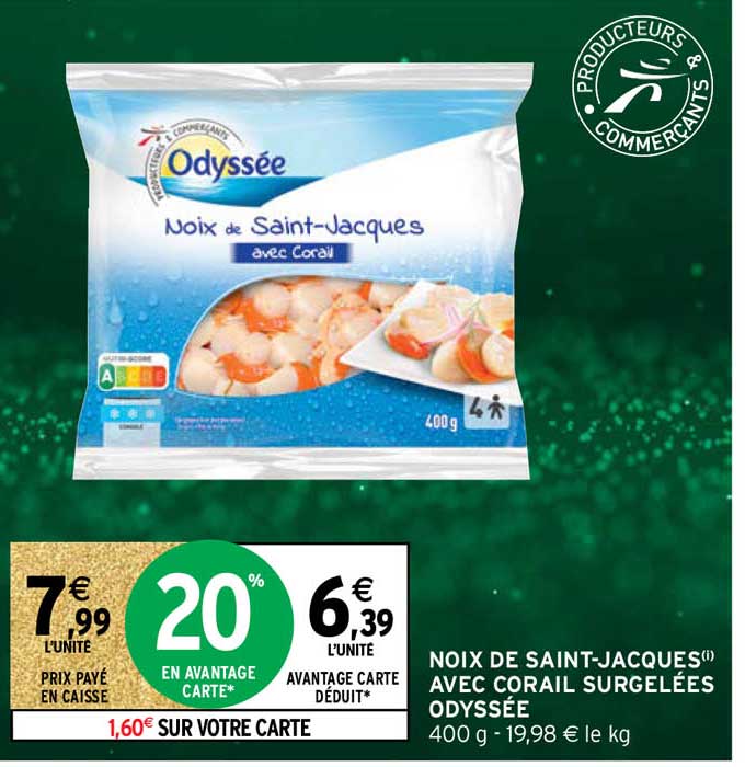 noix de saint-jacques avec corail surgelées odyssée