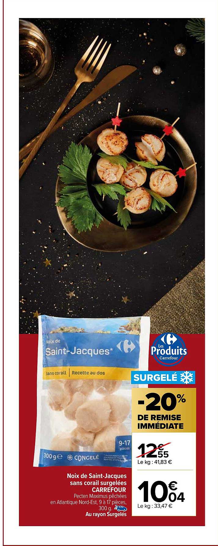 noix de saint-jacques sans corail surgelées carrefour