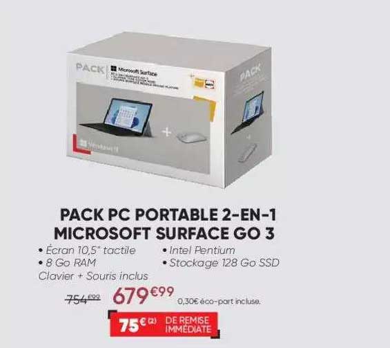pac pc portable 2-en-1 microsoft surface go 3