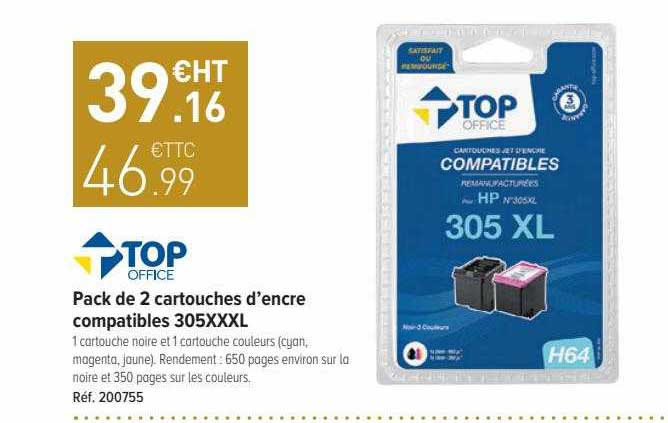 pack de 2 cartouches d'encre compatibles 305xxxl