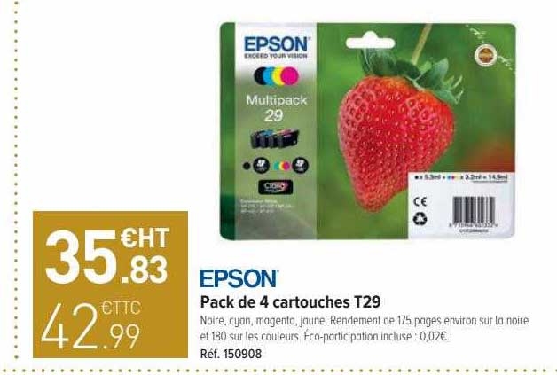 pack de 4 cartouches t29 epson