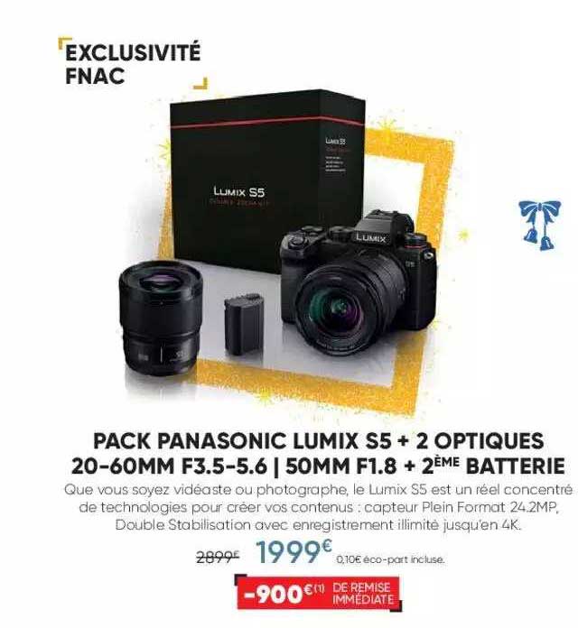 pack panasonic lumix s5 + 2 optiques 20-60 mm f3.5-5.6 | 50mm f1.8 + 2ème batterie