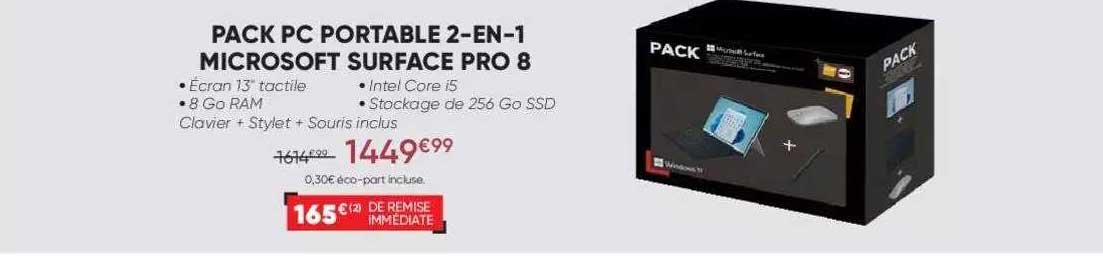pack pc portable 2-en-1 microsoft surface pro 8