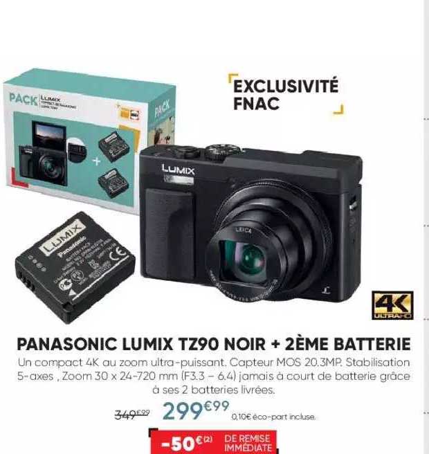 panasonic lumix tz90 noir + 2ème batterie