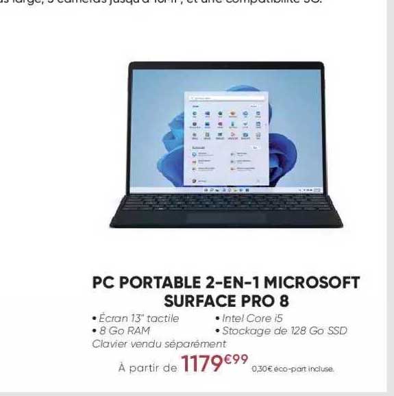 pc portable 2-en-1 microsoft surface pro 8