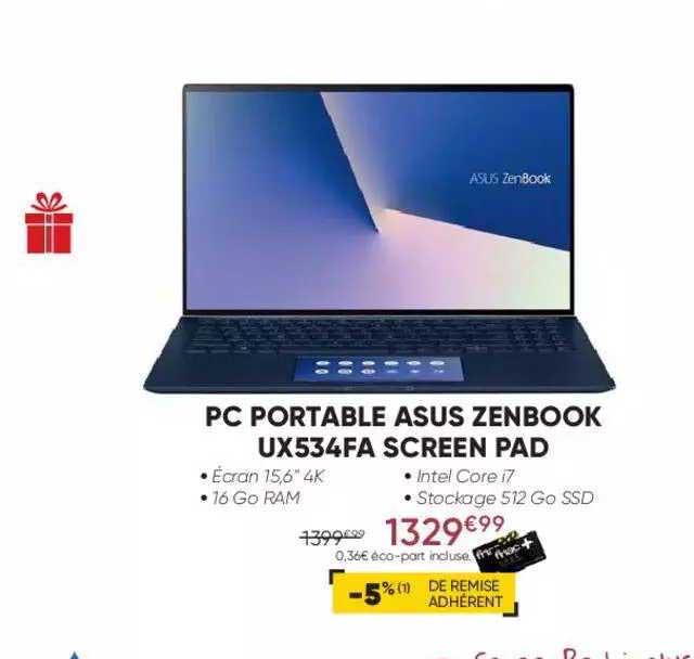 pc portable asus zenbook ux534fa screen pad