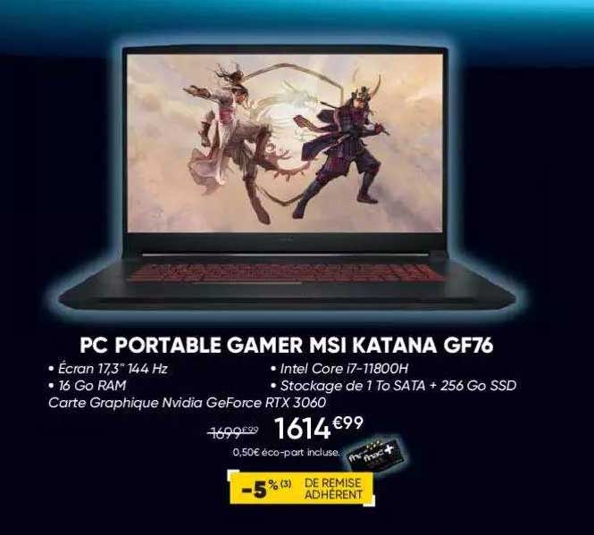 pc portable gamer msi katana gf76