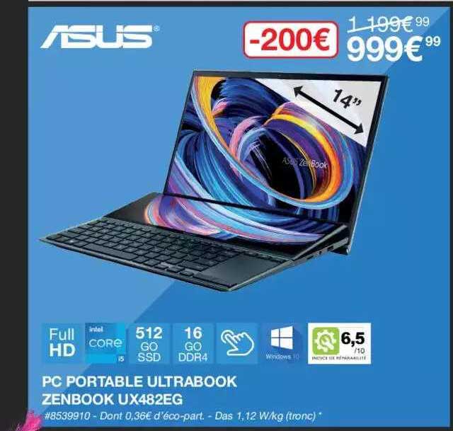 pc portable ultrabook zenbook ux482eg asus
