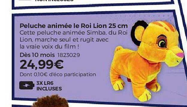 peluche animée le roi lion 25 cm