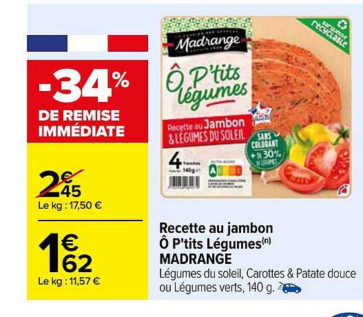 recette au jambon ô p'tits légumes madrange