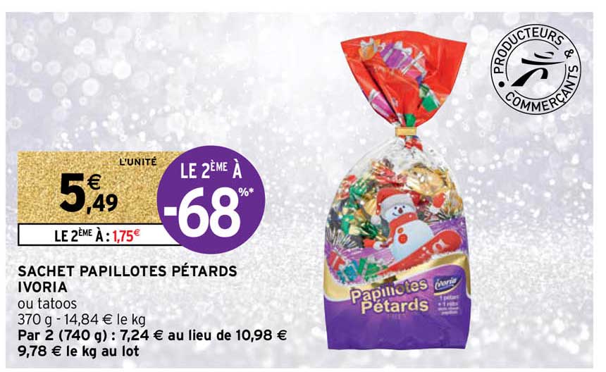 sachet papillotes pétards ivoria