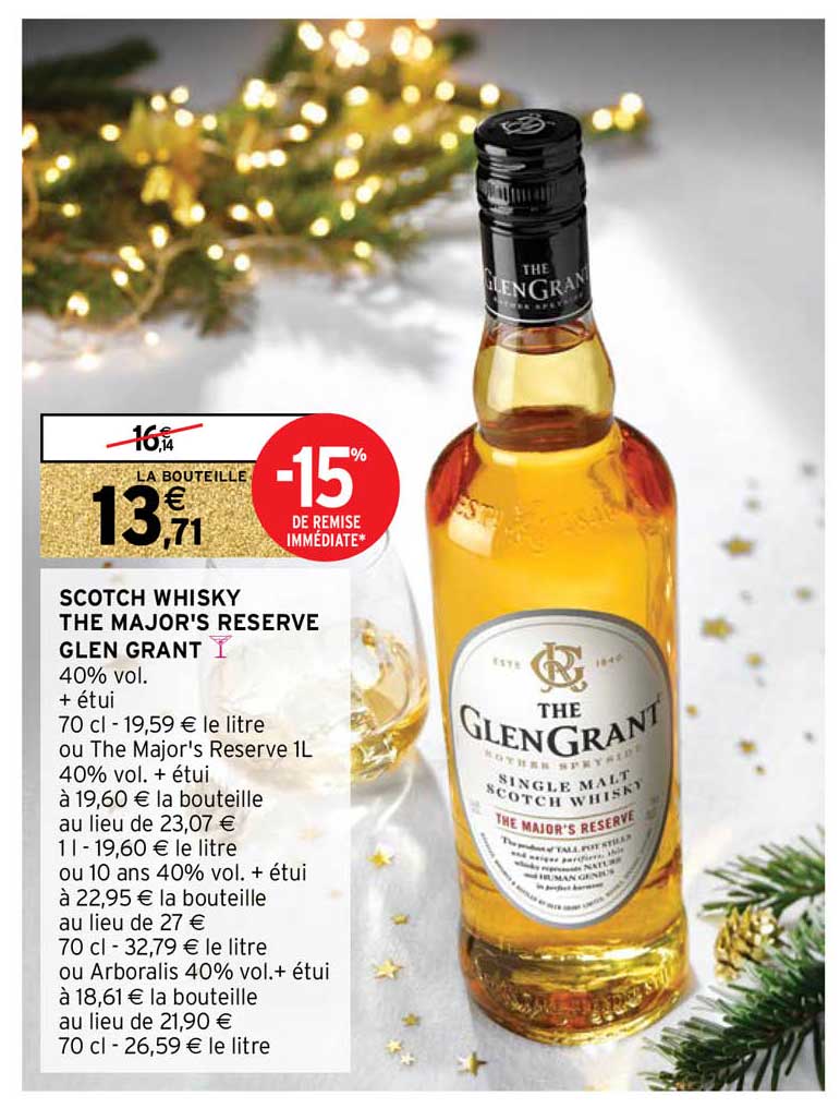 scotch whisky the major's reserve glen grant