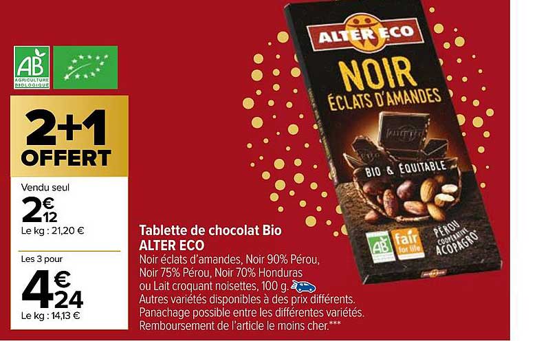 tablette de chocolat bio alter éco