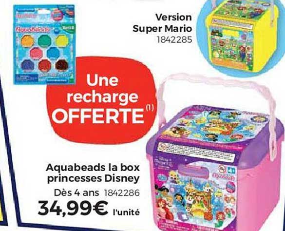 version super mario, aquabeads la box princesses disney