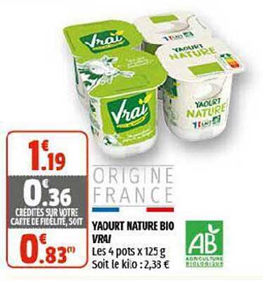 Yaourt Nature Bio Vrai