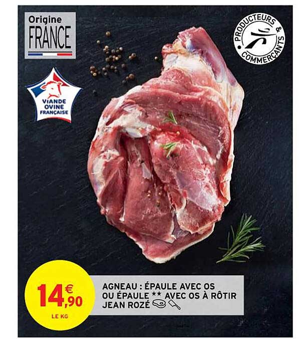 agneau : épaule avec os ou épaule** avec os à rôtir jean rozé