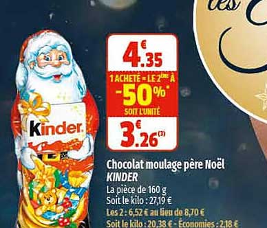 chocolat moulage père noël kinder