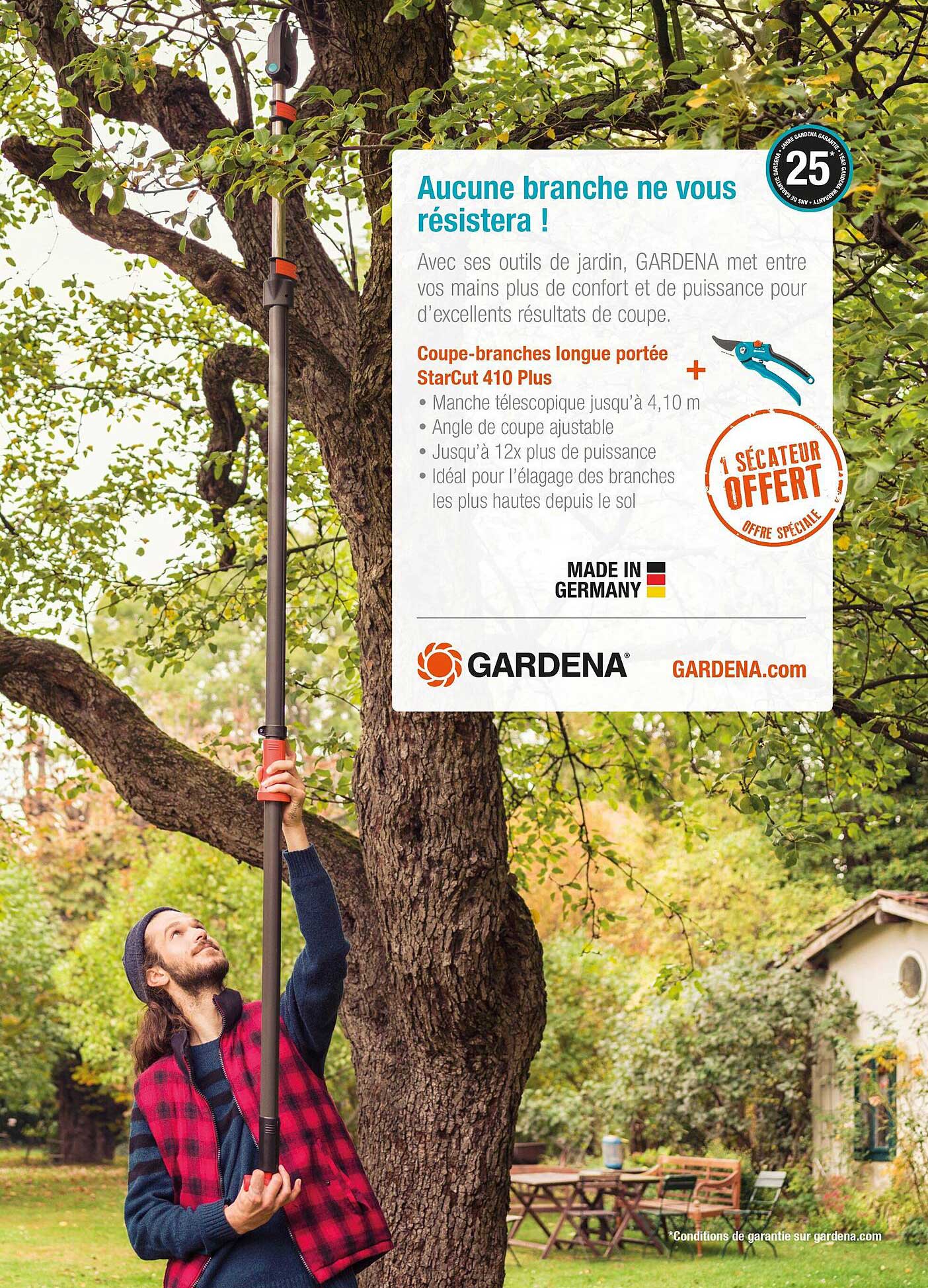 coupe-branches longue portée starcut 410 plus gardena