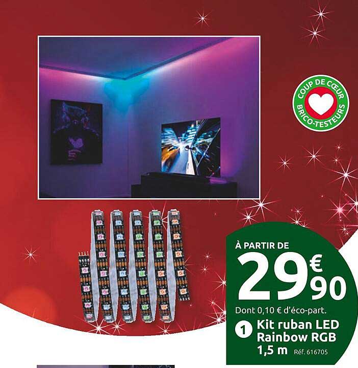 kit ruban led rainbow rgb 1,5m