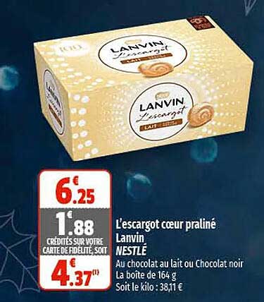 l'escargot cœur praliné lanvin nestlé