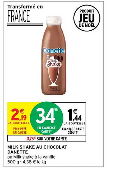 milk shake au chocolat danette