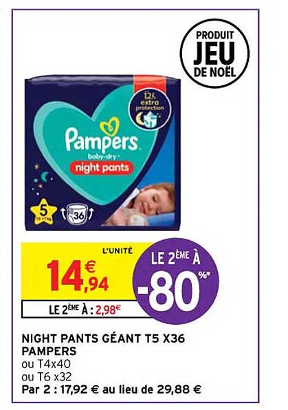 night pants géant t5 x36 pampers