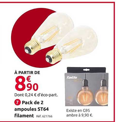 pack de 2 ampoules st64 filament